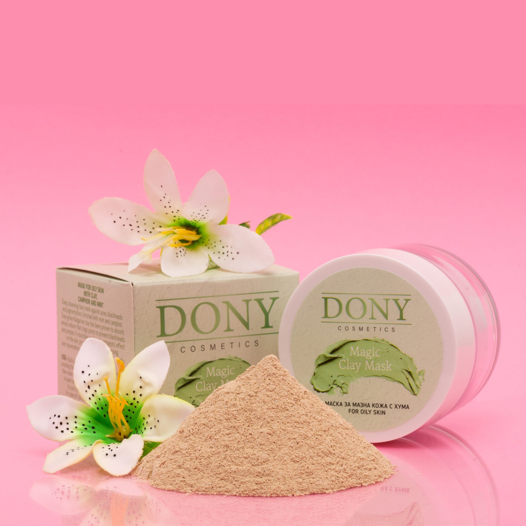 Маска за мазна кожа със сиво-зелена хума DONY cosmetics